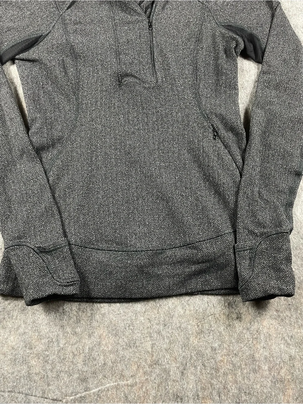 Lululemon Think Fast Pullover Heathered Herringbone Black Athletic Outdoors Sz 6
